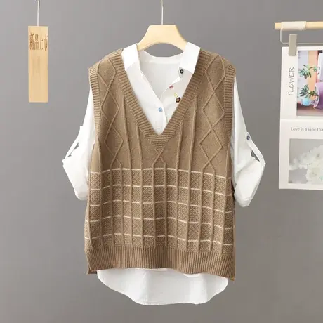 针织马甲背心女士秋冬毛衣坎肩小个子短款上衣秋季2024新款学院风图片