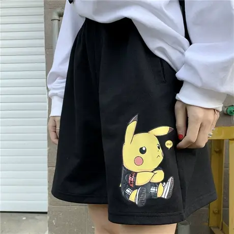 2020夏季新款韩版百搭卡通趣味宽松ins潮原宿风休闲运动五分裤女图片