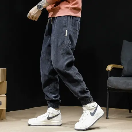 灯芯绒运动裤男秋冬款束脚卫裤冬季男士百搭裤子大码新款休闲男裤商品大图