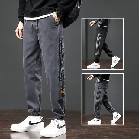 冬季工装休闲长裤男士束脚宽松2023新款痞帅潮牌运动男裤子秋冬款商品大图