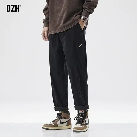 男士黑色灯芯绒裤子男秋冬韩版潮流宽松直筒裤休闲裤男款2023新款商品大图