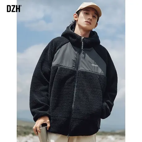 男士羊羔绒外套男冬季加绒加厚棉衣男款2024新款重磅连帽棉服夹克商品大图