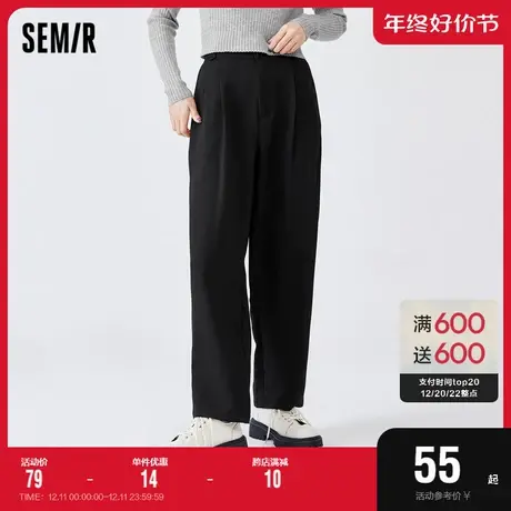 森马西装裤女休闲裤2022春季新款显瘦气质通勤黑色长裤百搭女裤子商品大图