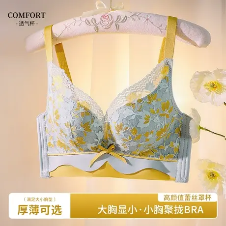 霞黛芳大胸显小胸内衣女薄款收副乳防下垂文胸上托调整型女士胸罩商品大图