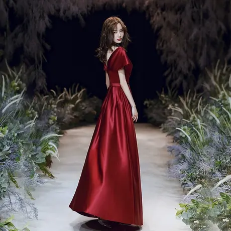 敬酒服新娘2023结婚新款冬季高级感小个子酒红色平时可穿礼服孕妇商品大图