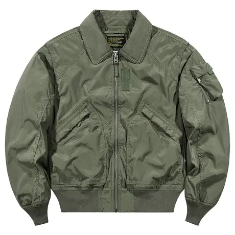 VIP翻领飞行员夹克男2025新款bomber飞行服美式复古宽松工装外套图片