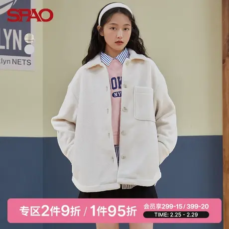 SPAO女士衬衫春季新款时尚百搭衬衫型休闲翻领外套SPYAB4VG21图片