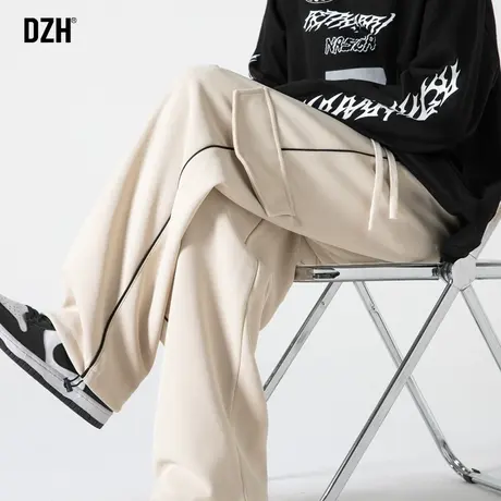 男生卡其色工装裤子男士2024新款春季运动卫裤直筒垂感休闲裤男款商品大图