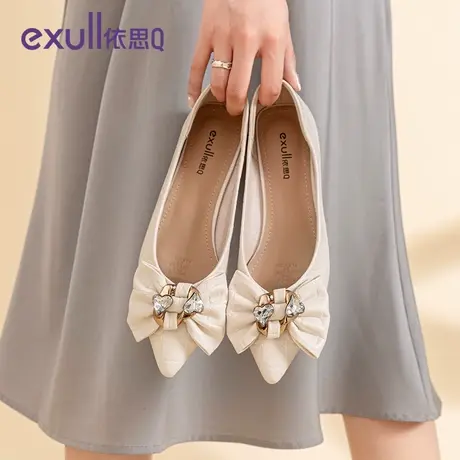 exull/依思Q浅口女单鞋2024年春秋季新款欧美风时尚蝴蝶结女潮鞋商品大图