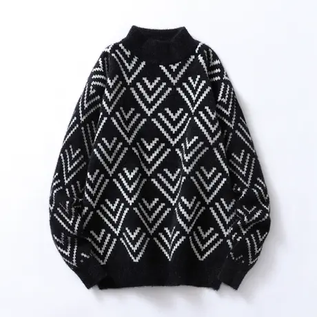 大童秋冬季半高领水貂绒毛衣男孩针织打底衫12-18岁学生加厚线衣商品大图