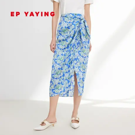 EP YAYING雅莹女装 真丝印花高腰开叉半身裙 2023新款3602A图片