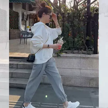 春季大码女装2023新款胖mm韩版显瘦减龄小众卫衣两件套装200斤潮图片
