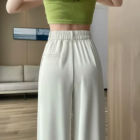 白色西装阔腿裤女春秋新款高腰垂感直筒宽松窄版小个子休闲拖地裤商品大图