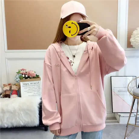 ins超火加绒加厚卫衣女休闲百搭秋冬潮韩版学生宽松上衣帽衫外套图片