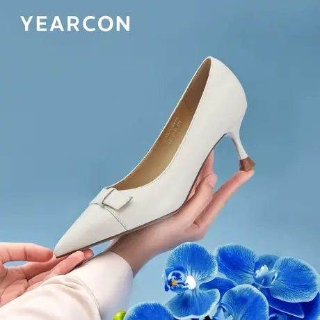 意尔康真皮高跟鞋女2023春秋新款设计感小众不累脚细跟职业单鞋商品大图