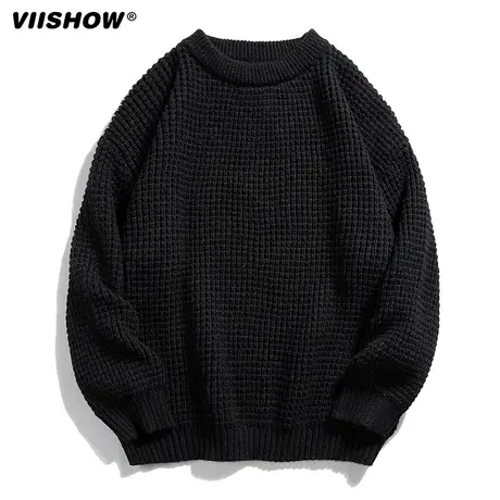 VIISHOW日系秋冬毛衣男针织衫oversize潮流宽松潮牌纯色休闲上衣商品大图