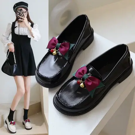 日系厚底乐福鞋女英伦风2023年新款春季鞋子复古单鞋大头JK小皮鞋商品大图