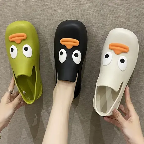 2023新款防水雨鞋女夏季外穿可爱大嘴鸭包头凉鞋厚底防滑时尚水鞋图片