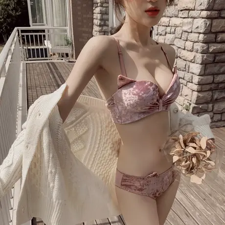 暖绒】文胸套装女少女日系甜美可爱猫耳聚拢无钢圈内衣套装女性感商品大图