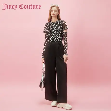 Juicy Couture橘滋2024新款星月夜纽扣缎面阔腿工装女式休闲裤商品大图