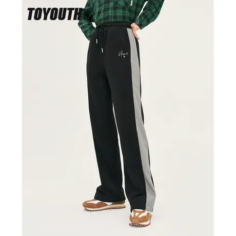 TOYOUTH初语显瘦休闲裤女冬季新款直筒遮肉橡筋腰舒适卫衣裤图片