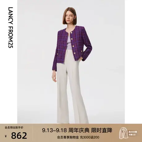朗姿法式小香风独特别致气质高级感流行上衣2023春秋季新款短外套商品大图