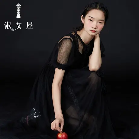 淑女屋旗舰店玫瑰花短连衣裙图片