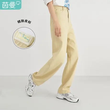 【商场同款】茵曼纯棉休闲裤女2023春季新款直筒显瘦宽松百搭裤子图片
