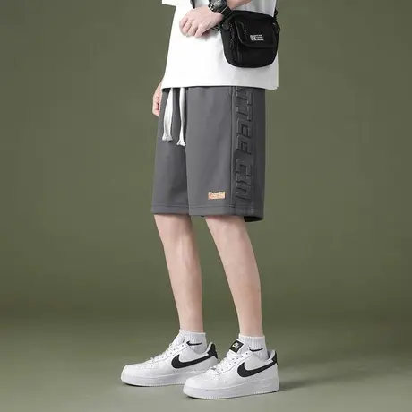 字母钢印短裤男士夏季宽松五分休闲裤子男潮牌青少年直筒运动中裤商品大图