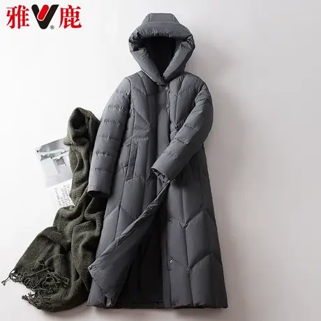 雅鹿连帽时尚保暖羽绒服女中长款2022冬季新款加厚宽松外套品牌潮商品大图