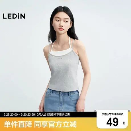 乐町韩系假两件吊带背心2025年夏季新款百搭短款修身版型内搭上衣商品大图