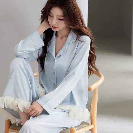 睡衣女2025新款春秋季冰丝长袖夏天仿真丝高级感家居服丝绸套装商品大图