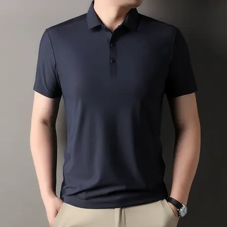2025夏季新款短袖t恤男装中青年纯色polo衫爸爸装半袖T恤男装上衣商品大图