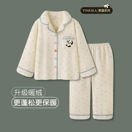 睡衣女款秋冬季甜美高级感加厚法兰绒套装新款熊猫珊瑚绒家居服图片