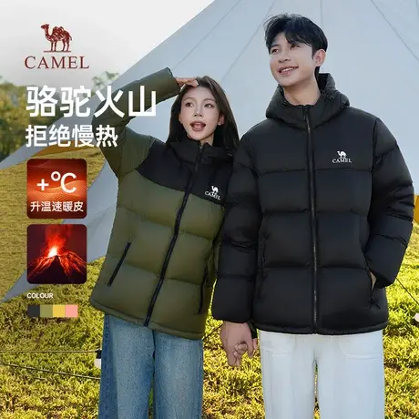 骆驼火山羽绒服男加厚冬季2025新款连帽短款情侣面包男装防寒外套商品大图