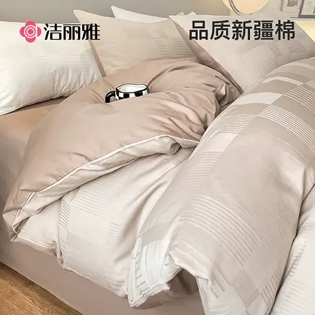 洁丽雅高支长绒棉四件套纯棉全棉100被套床单轻奢高级感床上床笠商品大图
