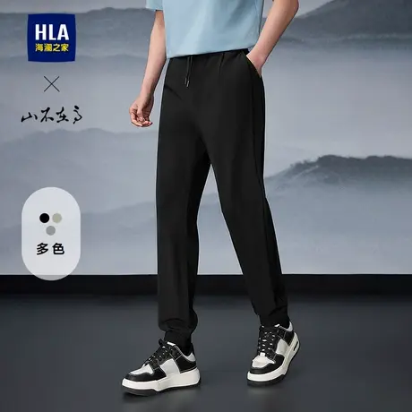 HLA/海澜之家山不在高休闲裤25春夏季新款抽绳印花轻薄弹力裤子男商品大图