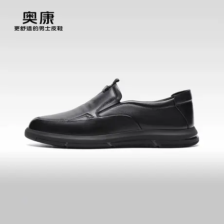 【门店发货】奥康秋季新款商务真皮休闲皮鞋男舒适软一脚蹬鞋商品大图