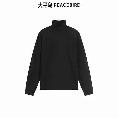 【高端通勤系列】太平鸟男装高领毛衣春新款黑色打底衫B1EBF112G图片