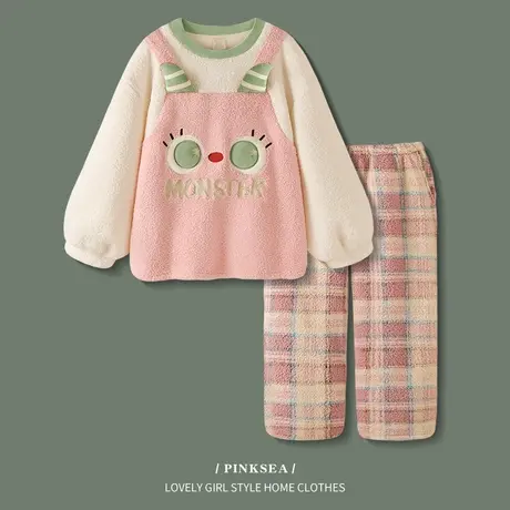 Pinksea睡衣冬季女珊瑚绒加厚保暖秋冬套装新款可爱少女款家居服商品大图