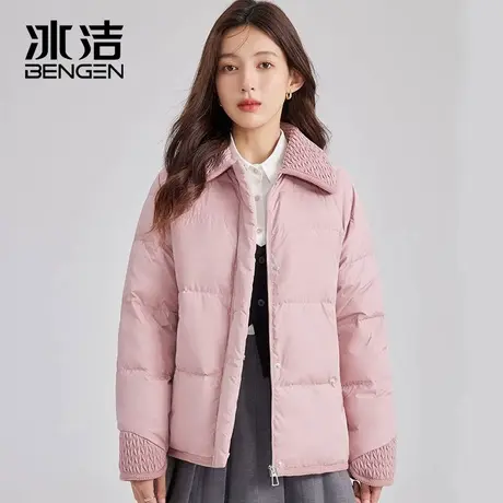 冰洁女士羽绒服2023新款冬季短款翻领宽松时尚加厚保暖外套HM图片