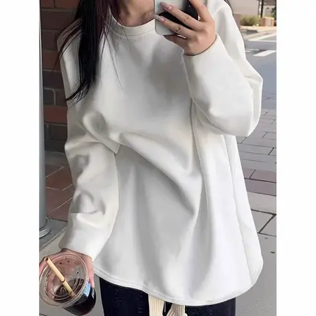 KV真维斯加绒打底衫女秋冬季宽松磨毛质感2025新款仿德绒长袖t恤商品大图