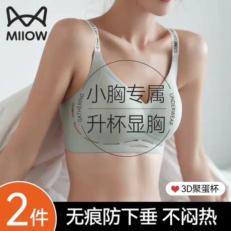 猫人无痕内衣女小胸聚拢夏季薄款美背提拉防下垂收副乳显大文胸罩商品大图