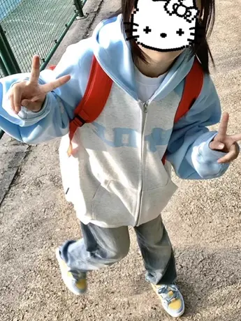 插肩袖卫衣女春秋薄款设计感小众上衣oversize慵懒风连帽开衫外套商品大图