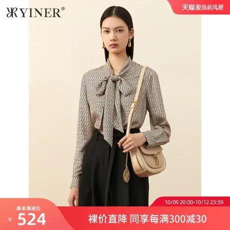 【1996系列】音儿女装冬季新款蝴蝶结领真丝衬衫商品大图