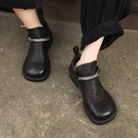 Artmu阿木原创复古靴子女2023新款短靴女春秋单靴真皮踝靴裸靴商品大图