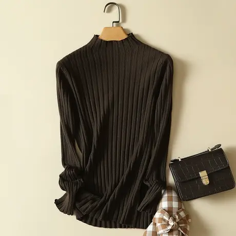 半高领毛衣打底衫女士内搭春秋季2024年新款爆款加厚洋气针织上衣商品大图