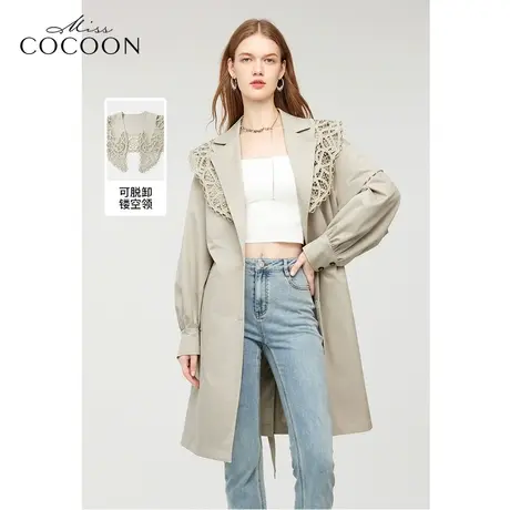 MISSCOCOON醋酸镂空绣花外套24春新款女复古宽松风衣图片