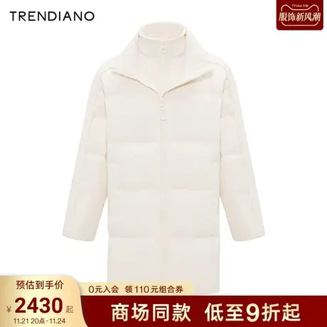 TRENDIANO官方毛织肌理拼接宽松翻领羽绒服外套潮2023新款冬季图片