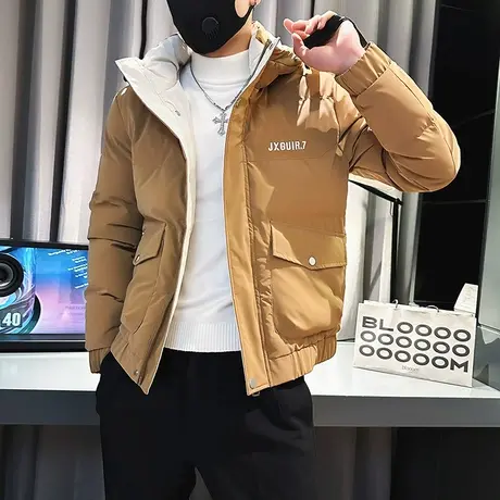 2022冬季拼色个性潮牌潮流学生加厚棉服外套ins青年网红男士棉衣图片